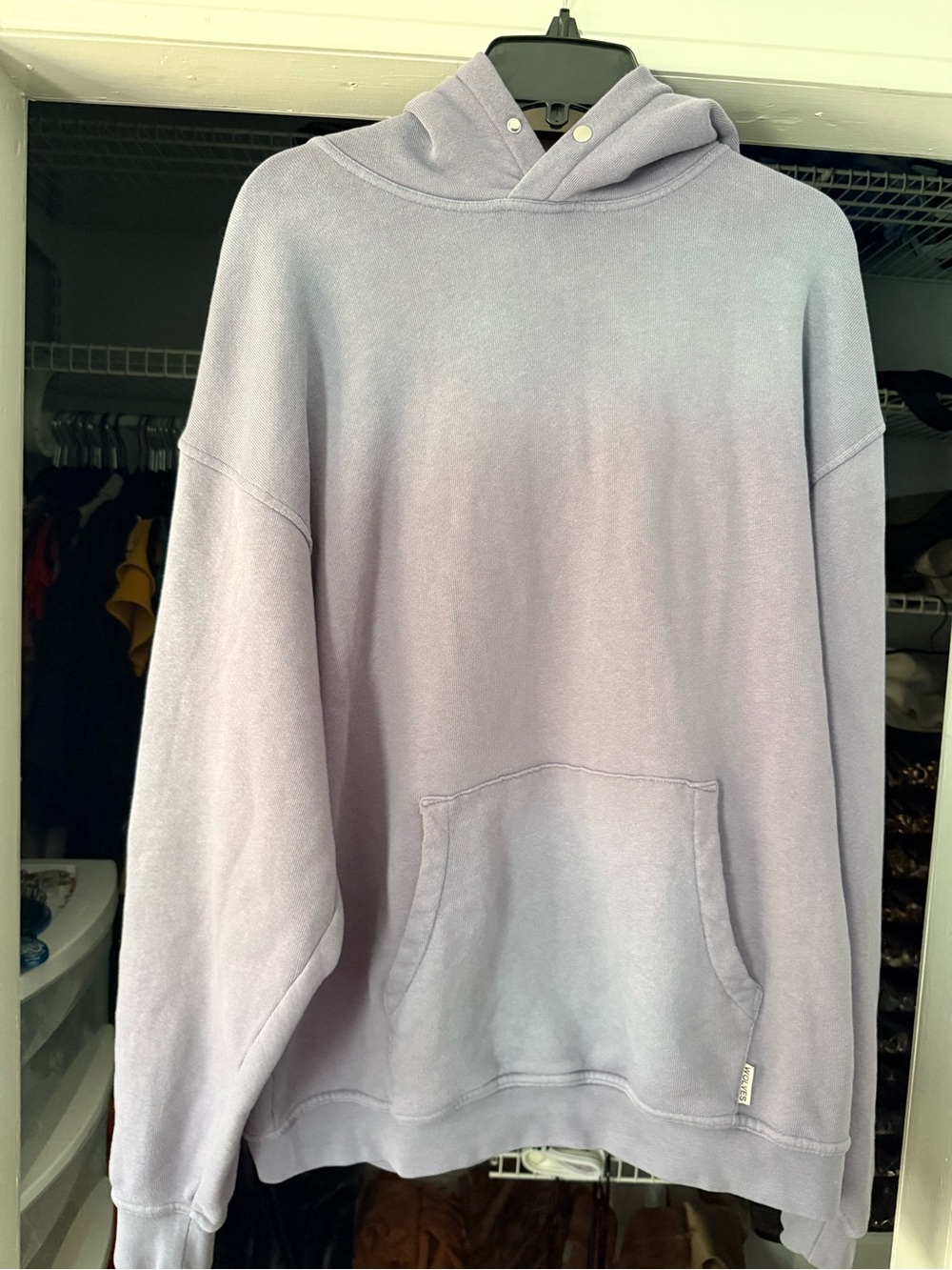 Back cursive Wolves “pierce” hoodie in iris sun fade